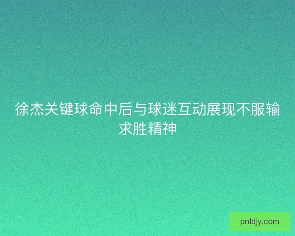 徐杰关键球命中后与球迷互动展现不服输求胜精神